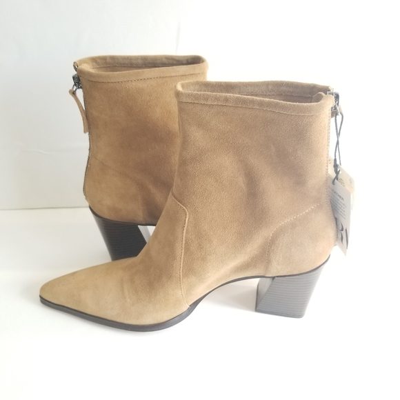 ZARA Leather Suede Ankle Heeled Boots NWT - Picture 10 of 13